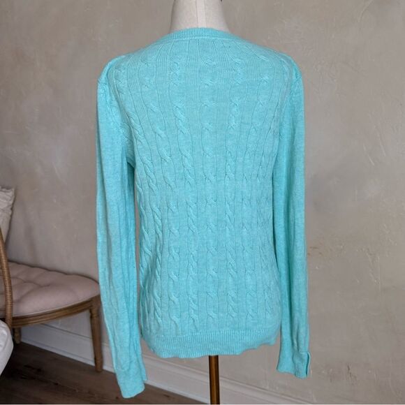 Women's Talbots Turquoise Lambswool Cable Knit Sweater size M Petite‎ - Picture 4 of 10